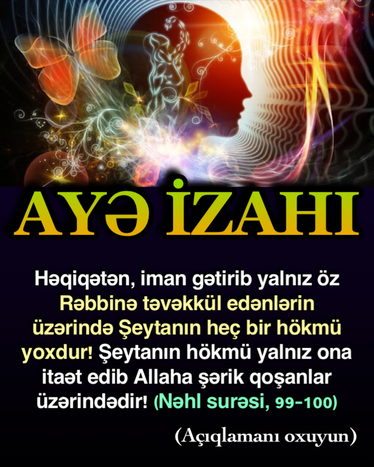 Allah ayələrində şeytana iman edənlərin Allaha təvəkkül edənlər üzərində heç bir təsirinin ola