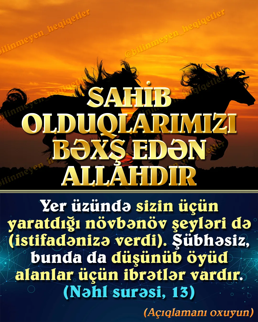 Allah hər insanı yoxdan yaratmış, can vermiş, dünyanı onun üçün ən gözəl və ən uyğun şəkildə
