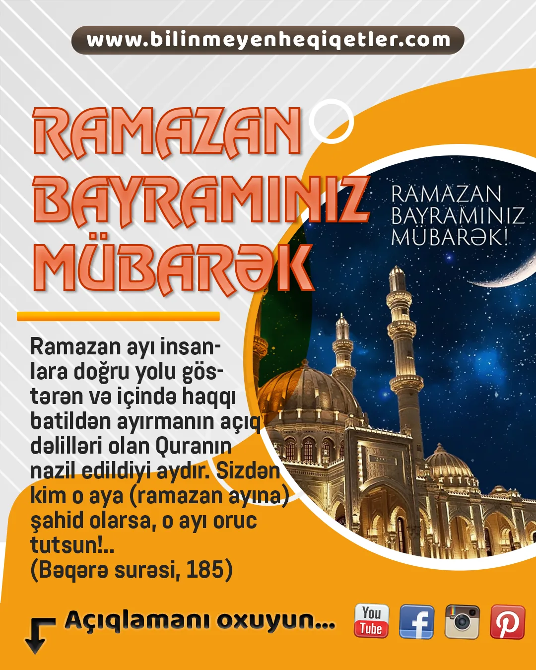 Bir mübarək Ramazan ayının daha sonuna gəldik