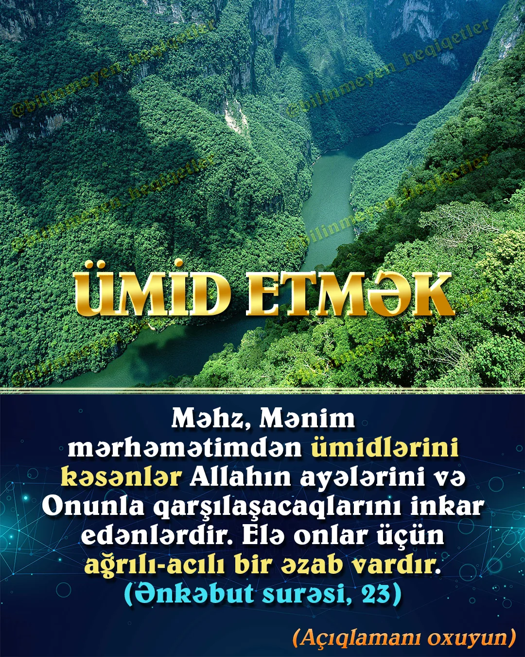 Biz heç bitməyən, heç tükənməyən və qəlbimizdə daim var olan bir hisslə yaşayırıq: Ümid