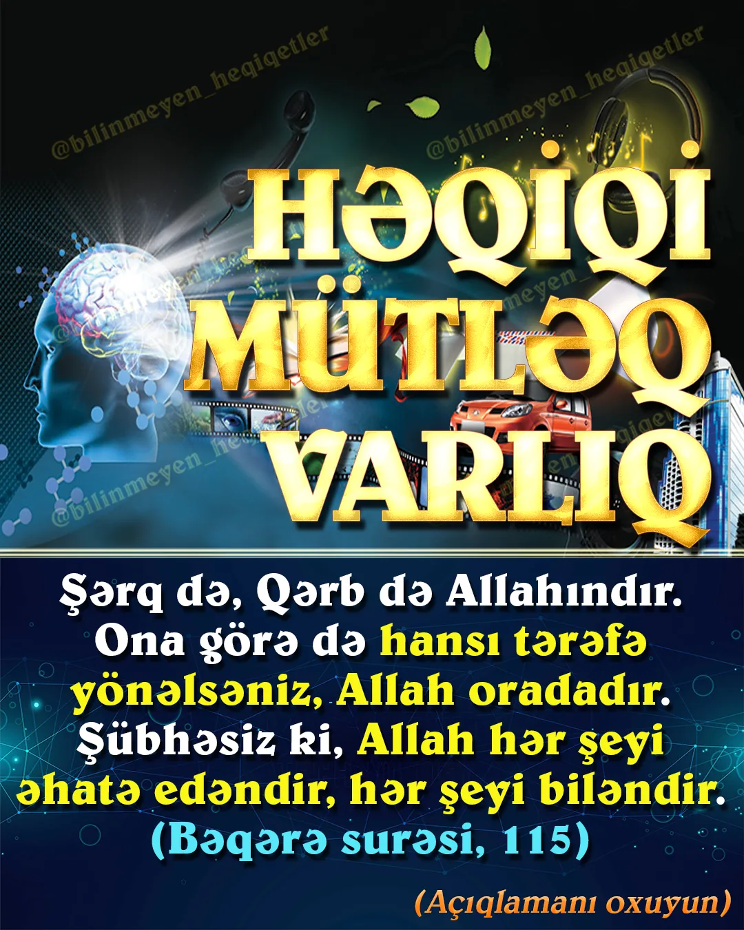 Bütün bu həqiqətlər, bizi çox əhəmiyyətli bir sualla qarşı-qarşıya gətirir: Madam ki, maddi