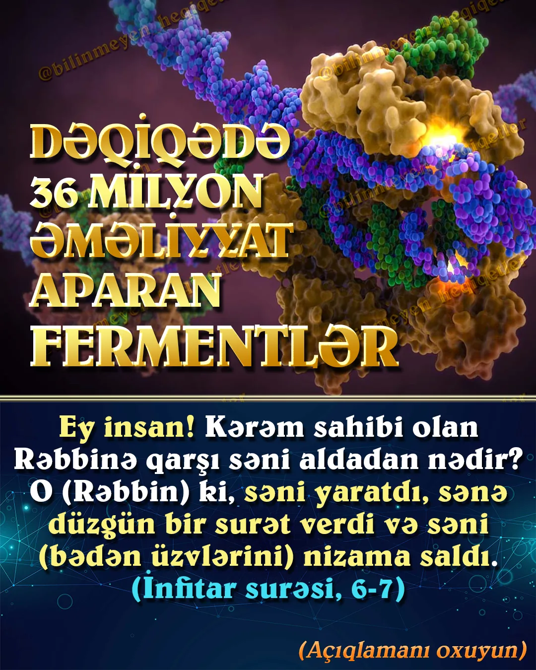 Canlıların bədənində hər saniyə sayıla bilməyəcək qədər çox əməliyyat həyata keçir