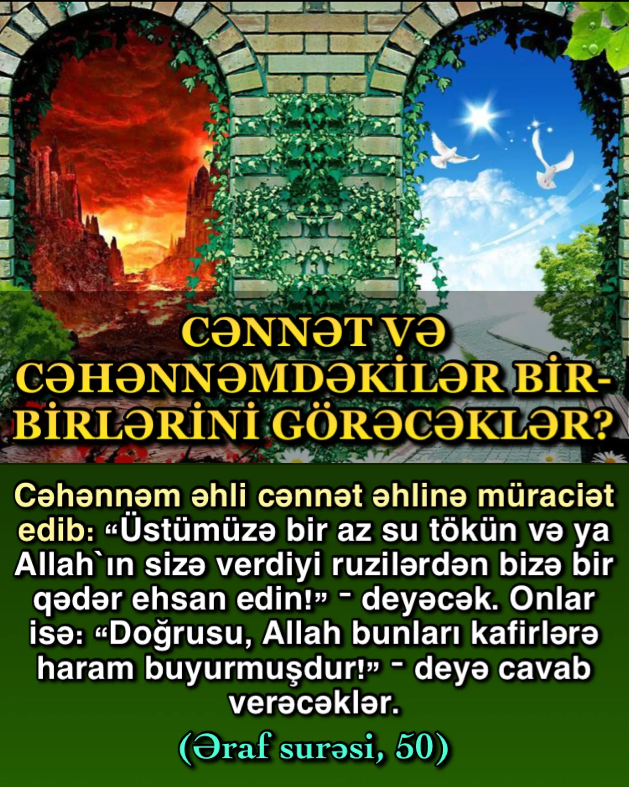 Cənnət əhli ilə cəhənnəm əhlinin görüşü