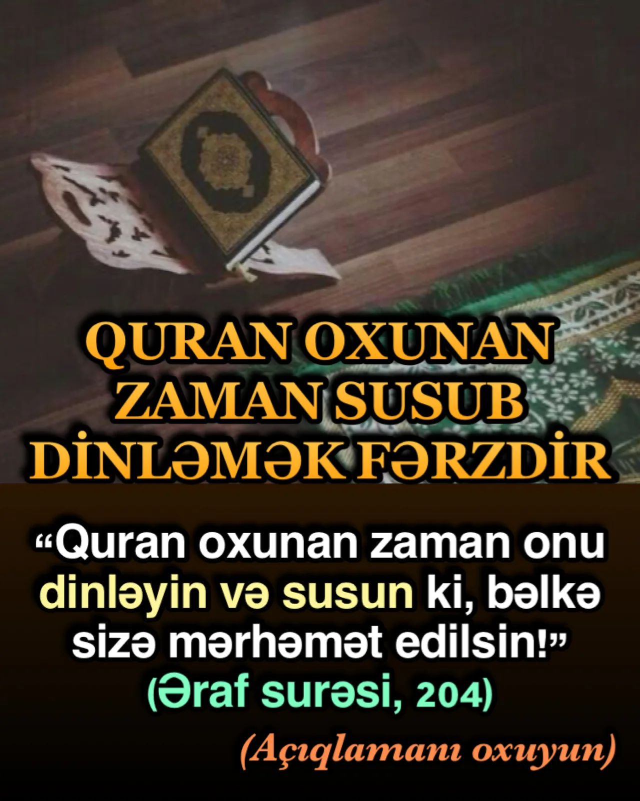 De ki: “Mən, yalnız mənə Rəbbimdən vəhy olunana uyaram.” Peyğəmbər (s) mən vəhyə uyuram