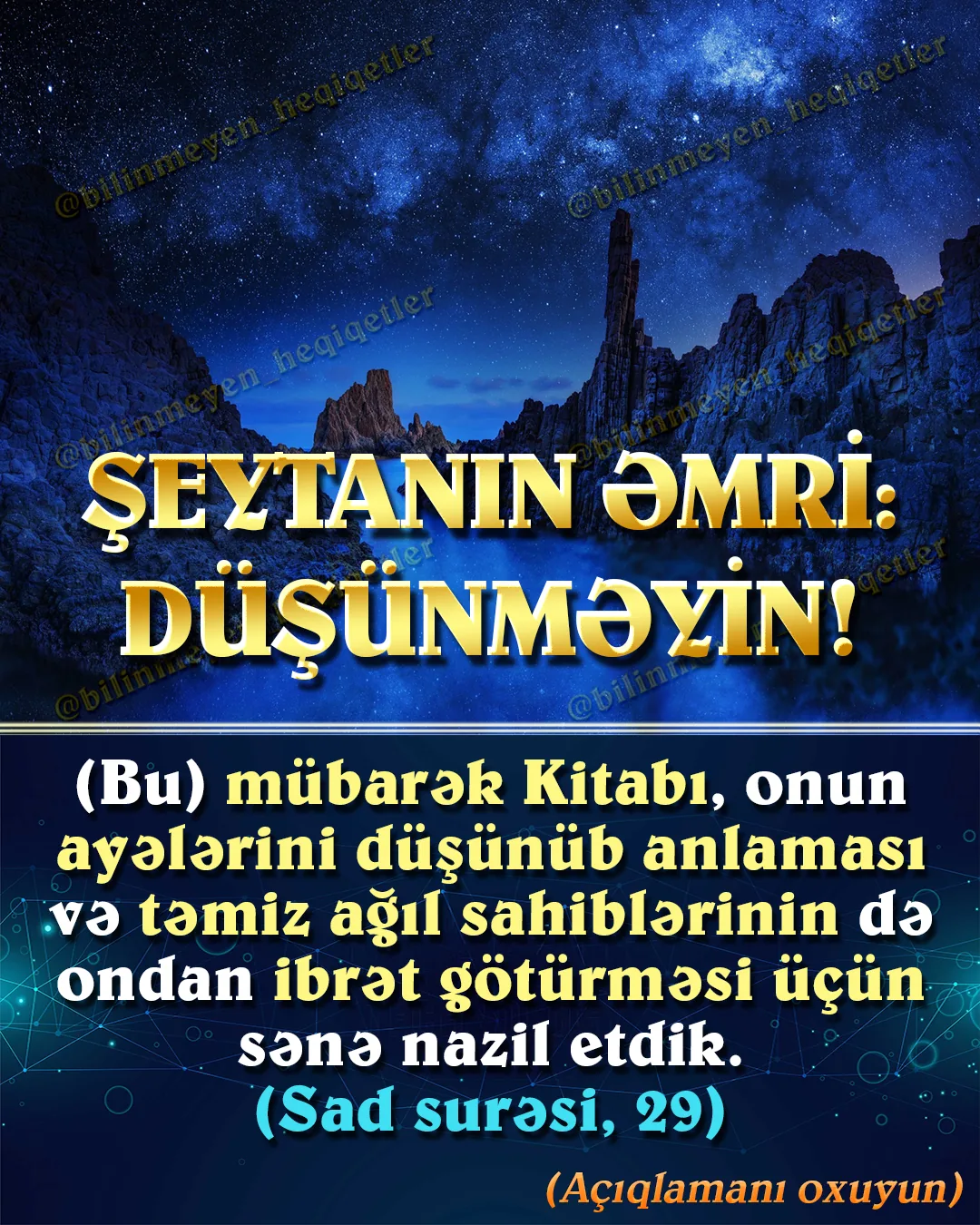 Düşünmə qabiliyyəti insana qısa dünya həyatında verilən ən böyük nemətlərdən biridir