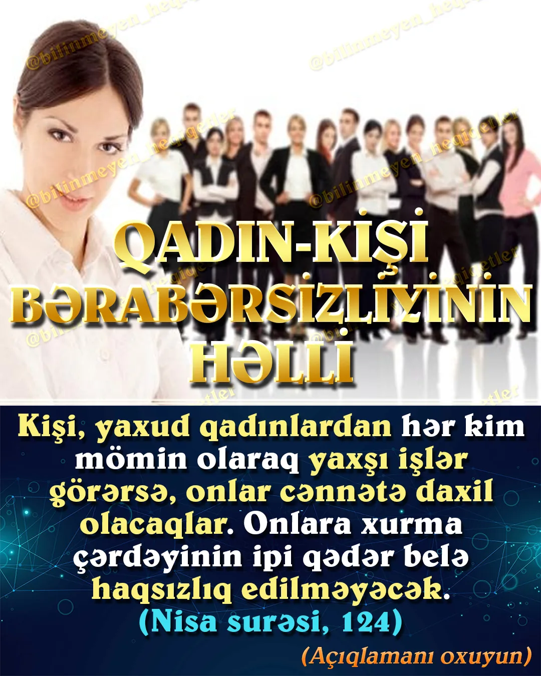 Ədalətin olmadığı cəmiyyətdə qadın-kişi ayrı seçkiliyi diqqəti cəlb edir