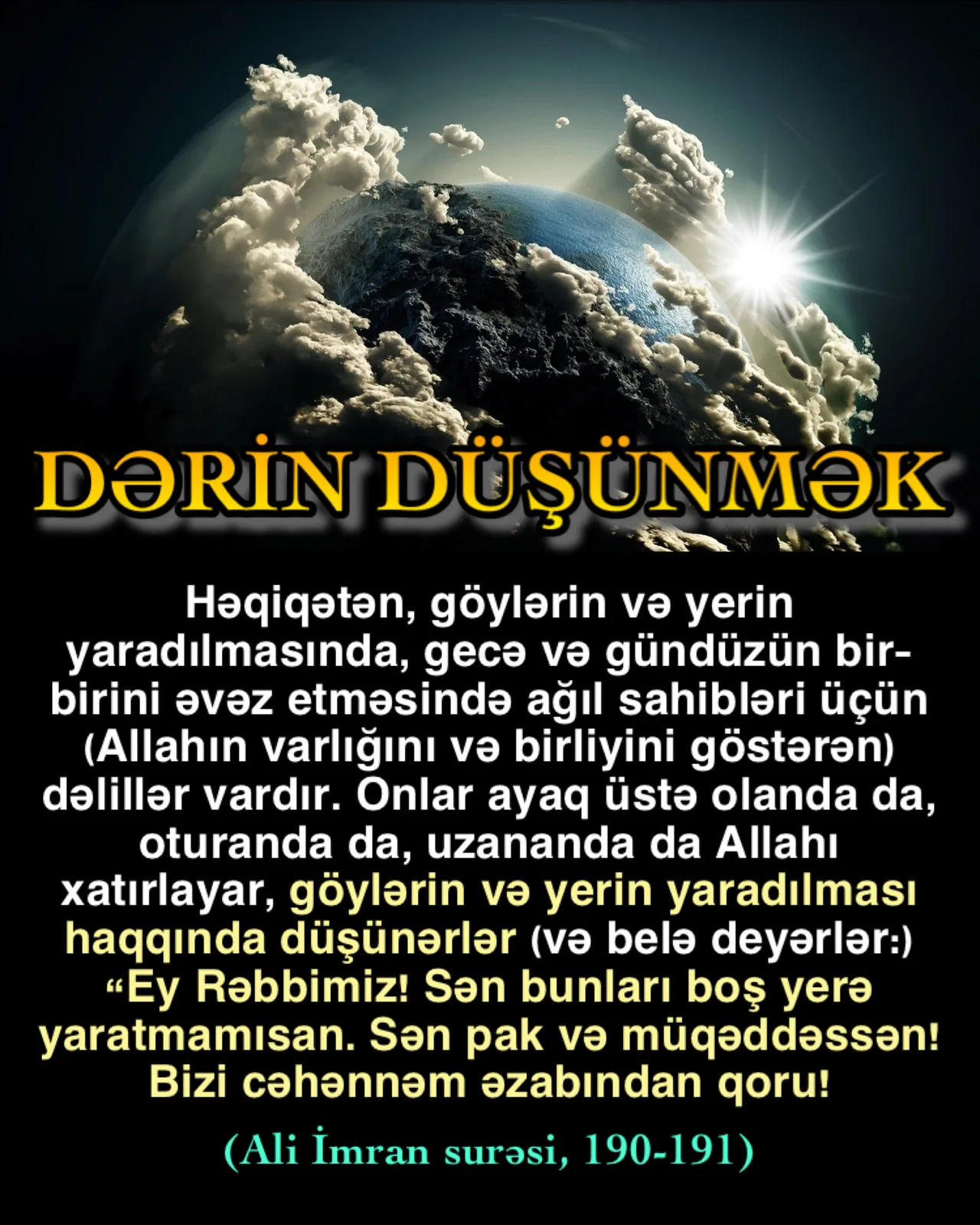 Ən mühüm düşünmə: Allahı anmaq