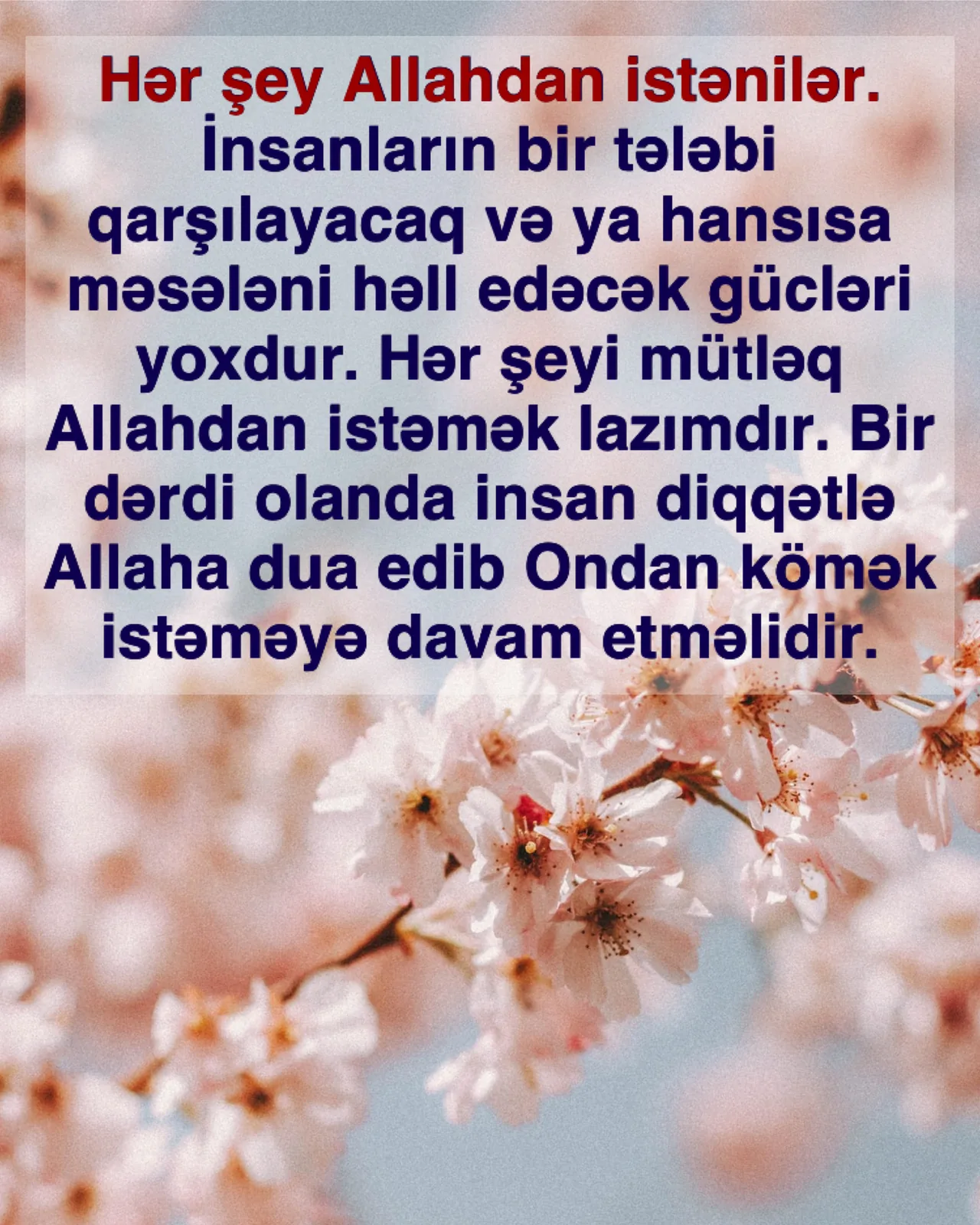 Hər şey ancaq allah'ın icazəsiylə reallaşar