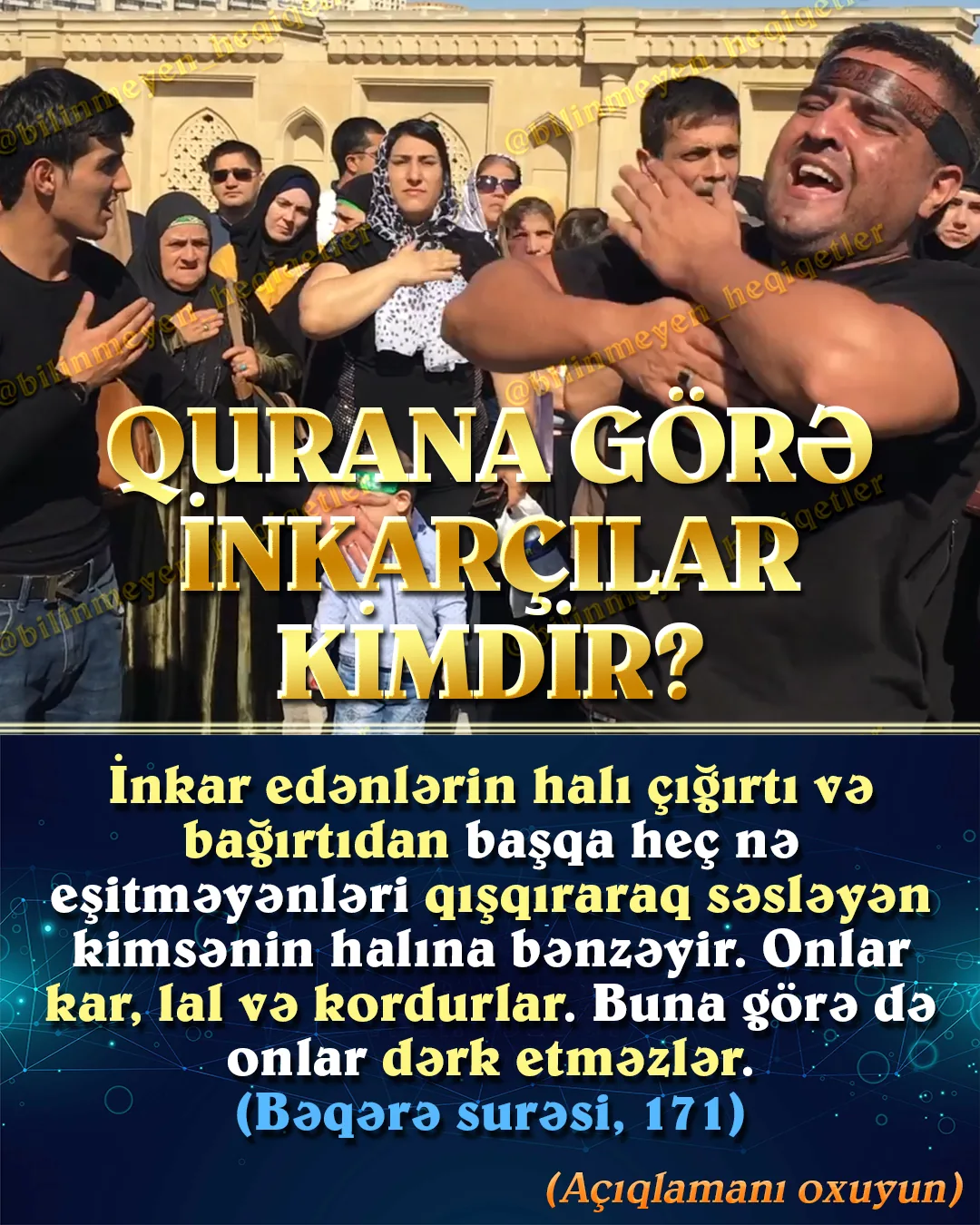 İnkarçı: Həqiqəti gizlədən, nankor, şükür etməyən, Allaha tam inanmayan deməkdir
