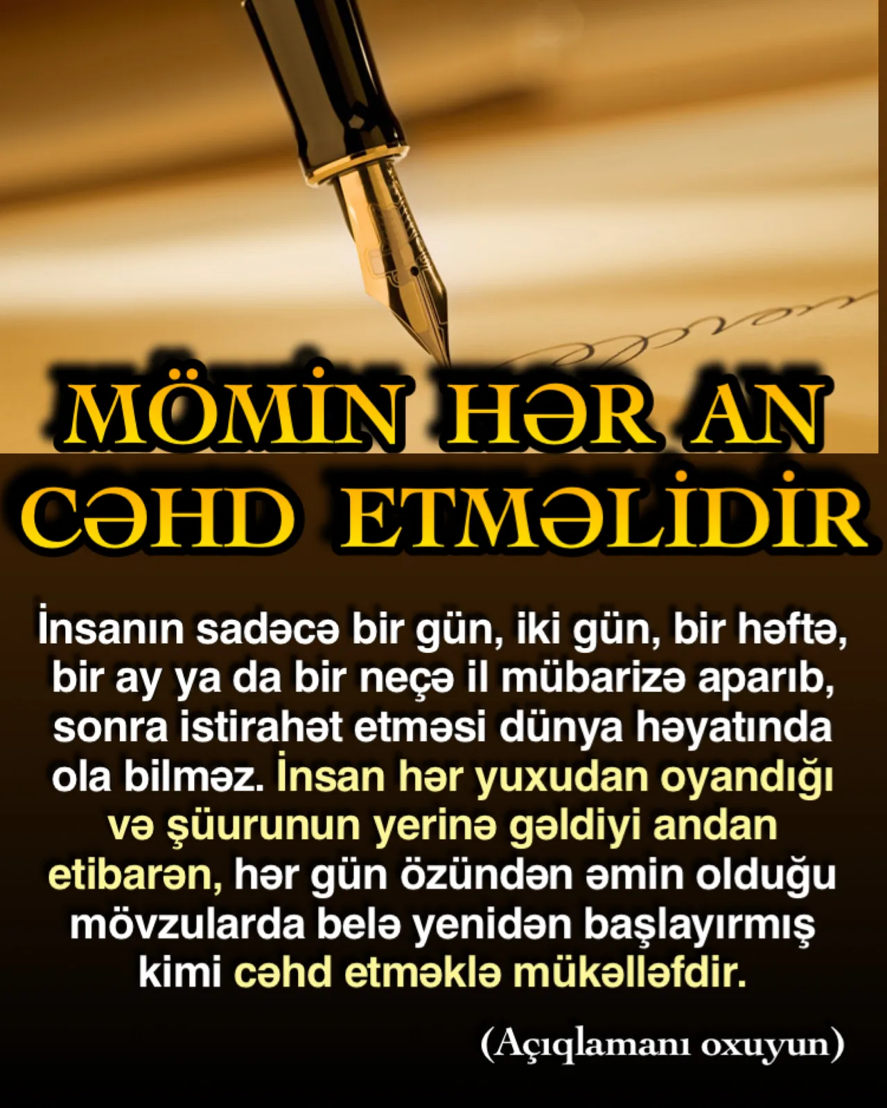 İnsanın dünya həyatındakı imtahanının əsas tərəfi də hər işdə həyatının sonuna qədər