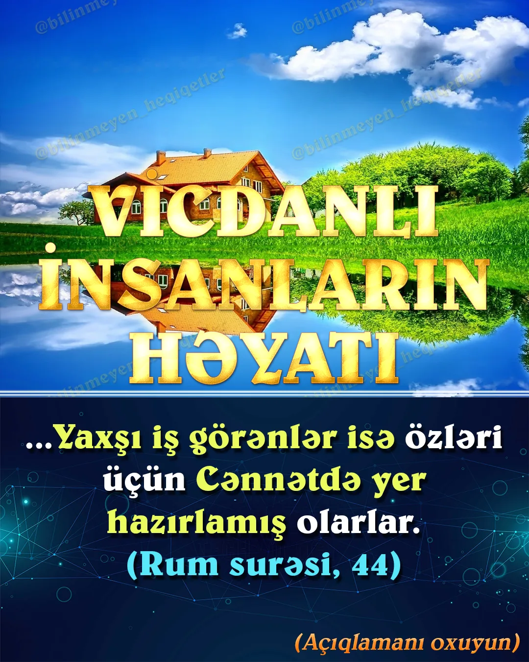 İnsanların çoxunda din əxlaqını tətbiq etməyin, fədakarlıq etməyin, dürüst olmağın, qısacası
