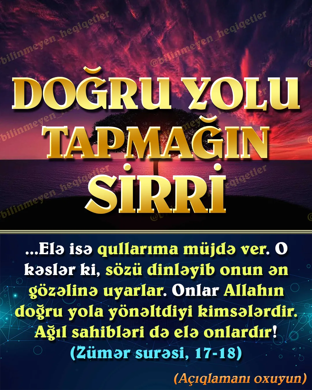 Kimlərin doğru yolda olduqlarını Allahın Quranda bildirdiyi sirdir