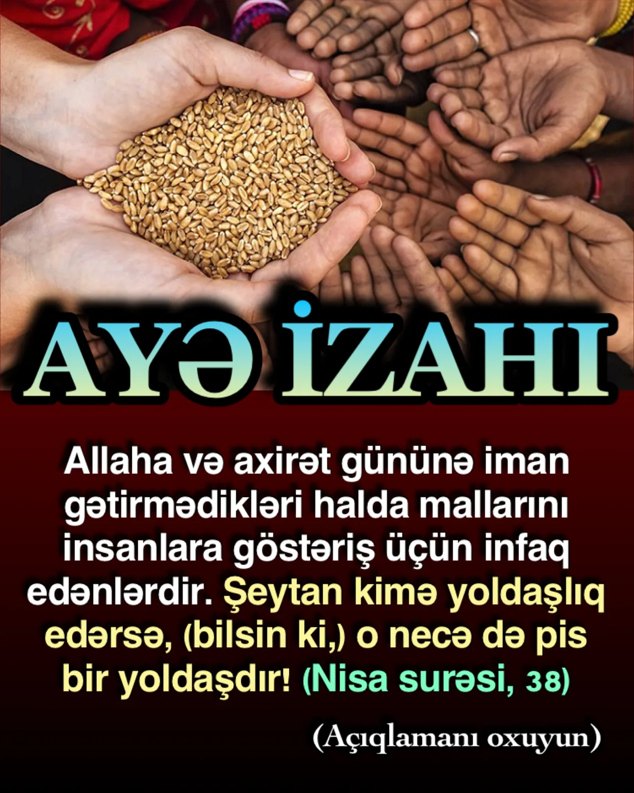 Münafiq malını verdiyində çox əzab çəkər, çox peşman olar