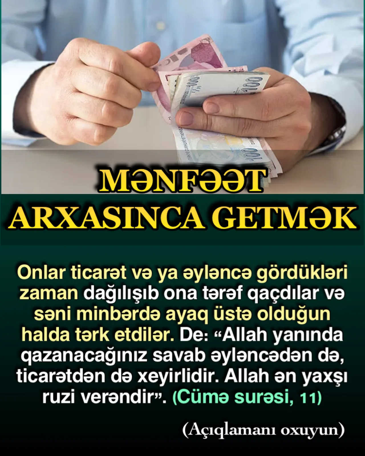 Münafiq mənfəət arxasınca gedər