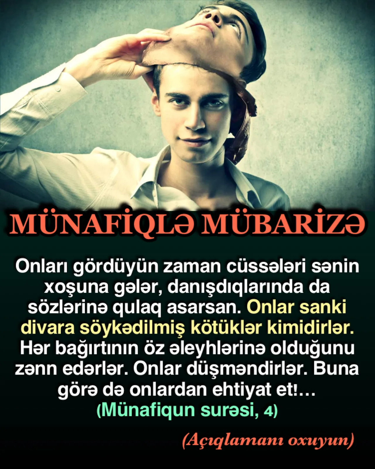 Münafiqun surəsi, 4 “Sən onları gördüyün zaman cüssəli bədənləri xoşuna gəlir.” Yəni xarici