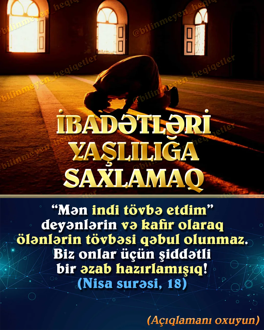 Normal ağıl və şüura sahib olan hər kəsi Allah Quran əxlaqını yaşamaq və Quran hökmlərini