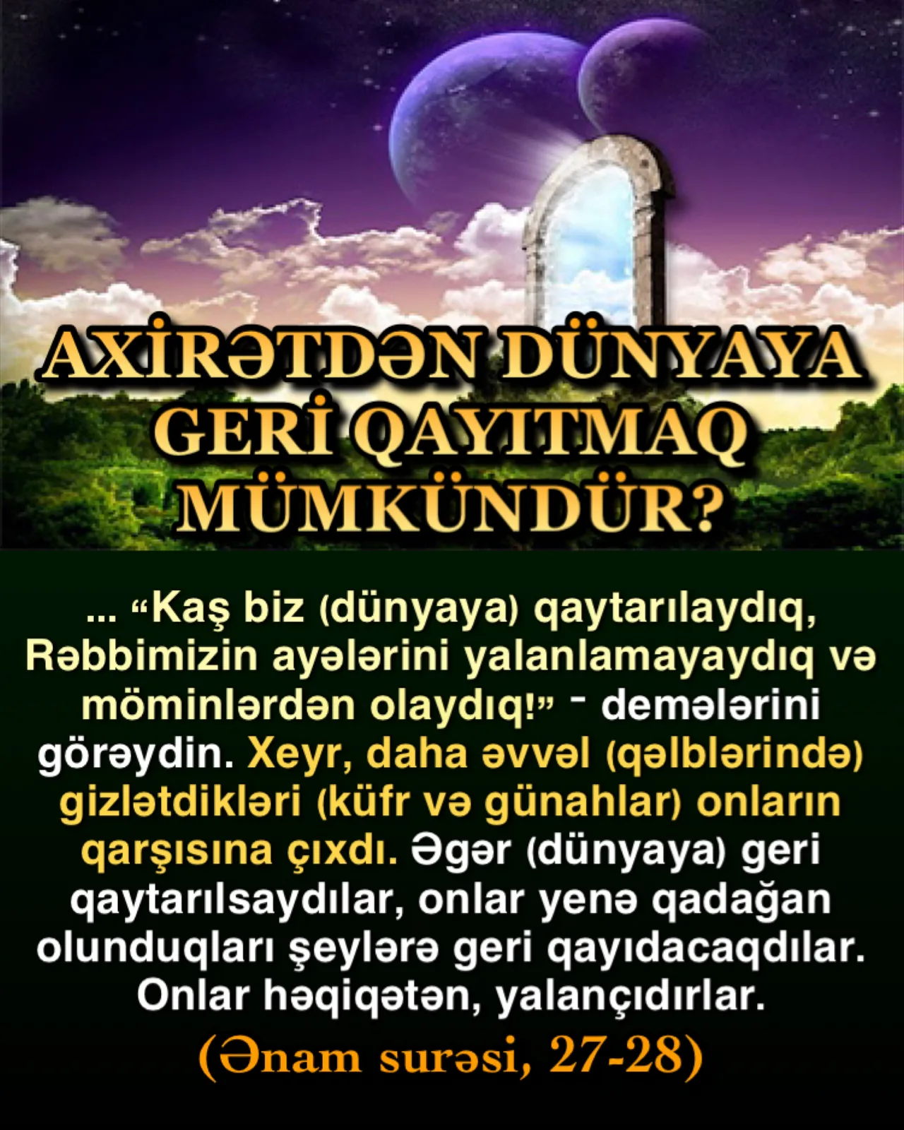 O gün heç bir şey üçün bərpa etmə imkanı yoxdur