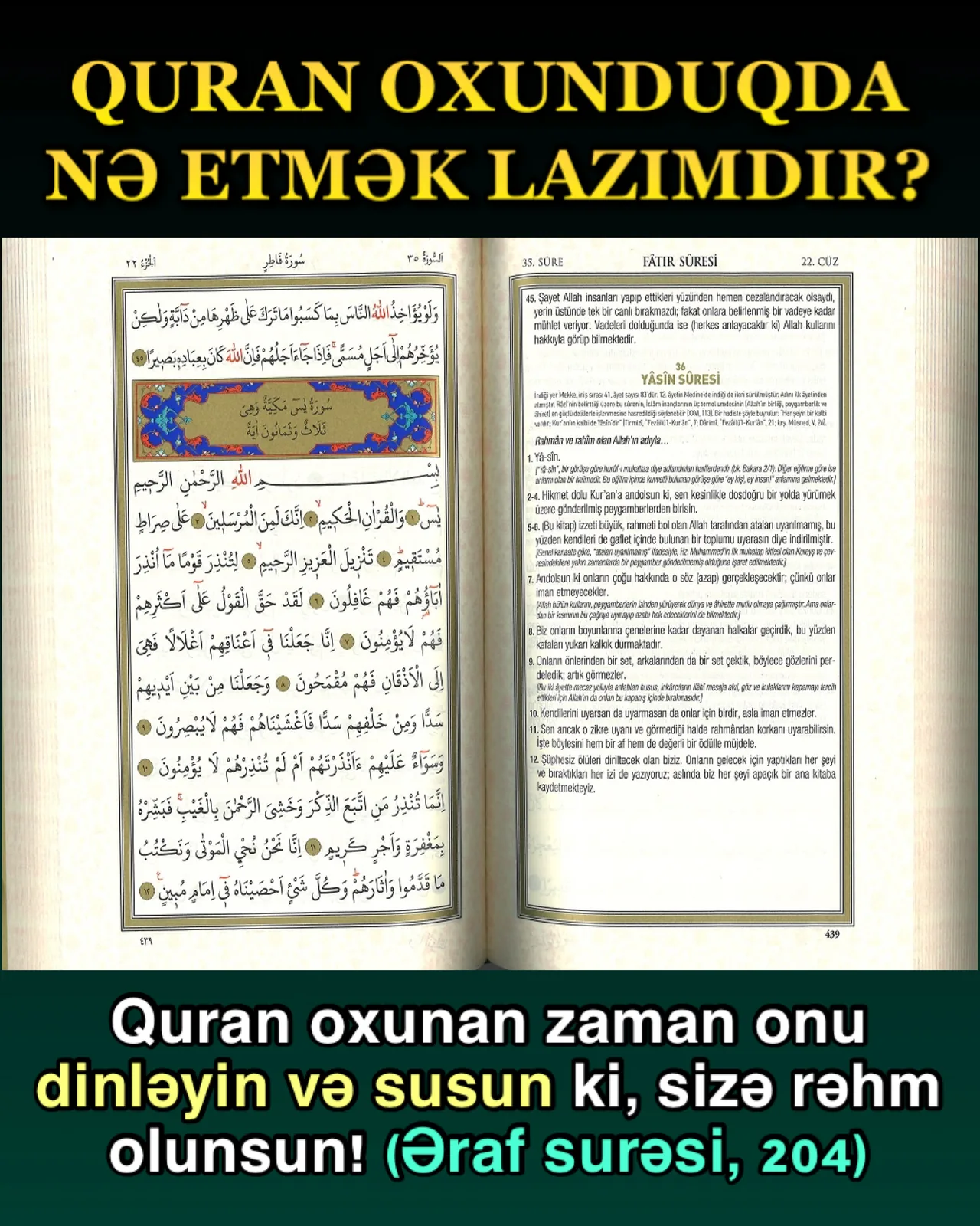 Quran oxunanda susmaq fərzdir