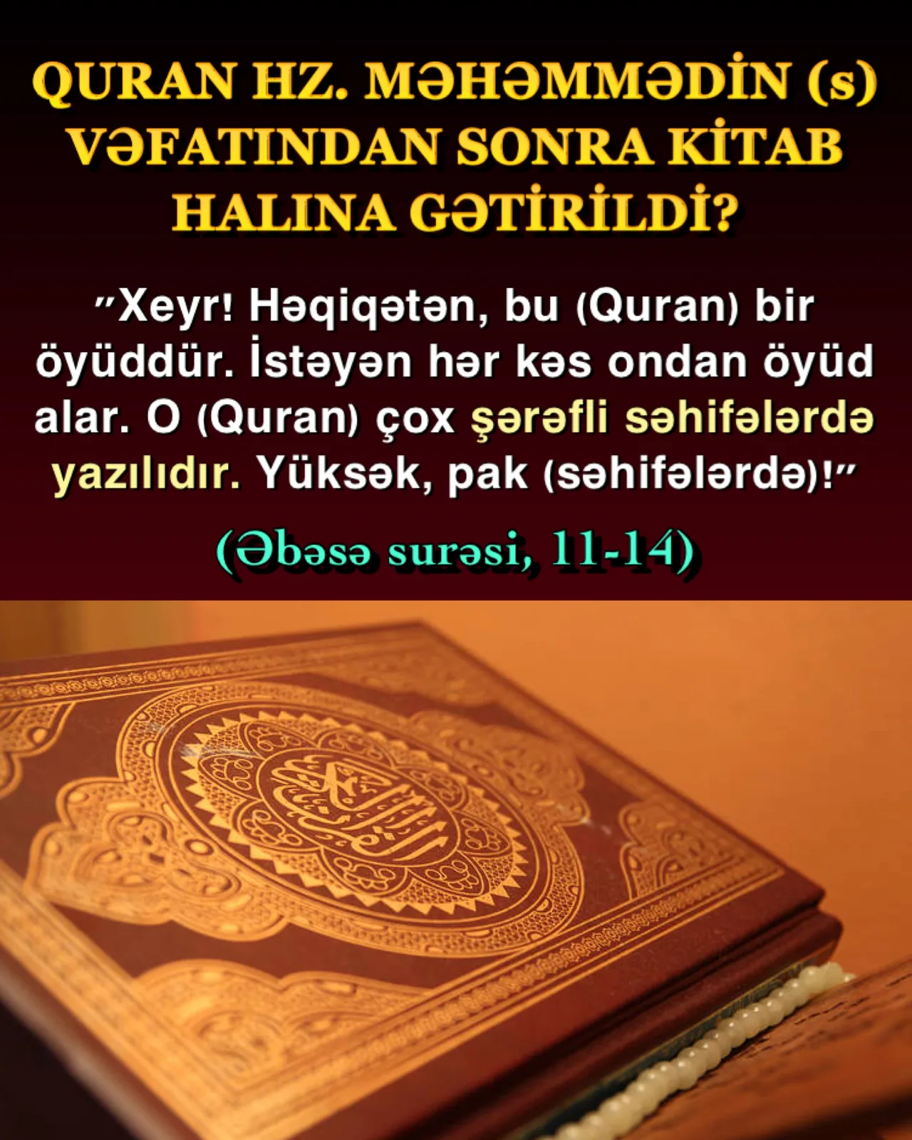 Quran – yeganə öyüd və xəbərdarlıq