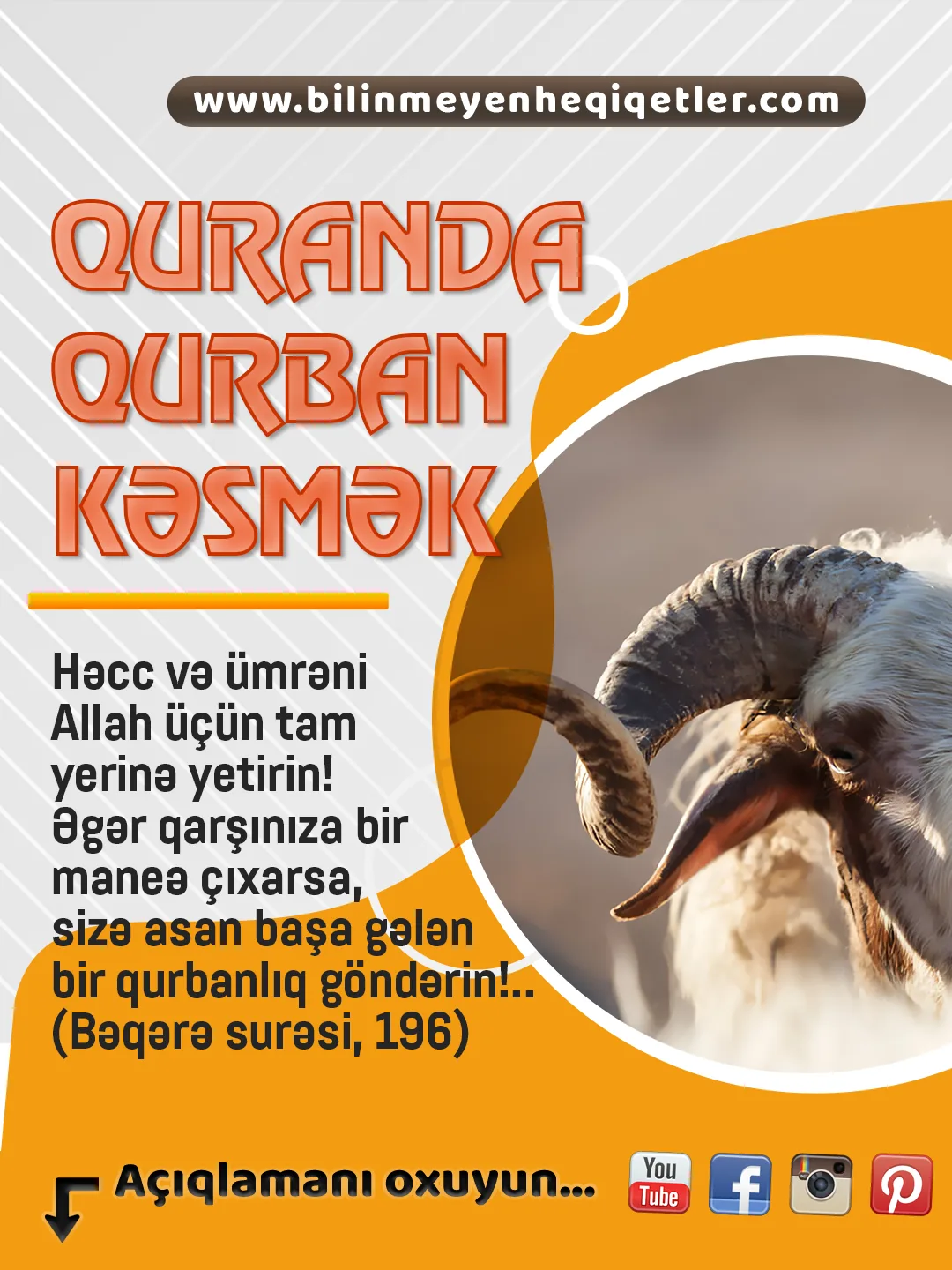 Quranda qurban kəsmək ibadət olaraq var, lakin bayram olaraq yoxdur