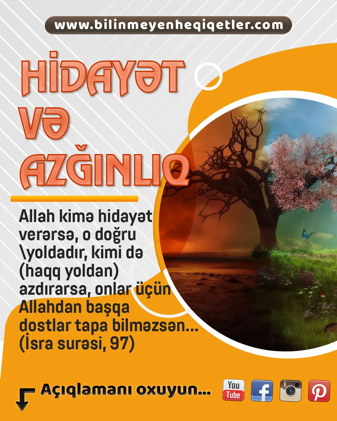 Quranın İsra surəsinin 97-ci ayəsində belə buyurulur: “Allah kimə hidayət verərsə, o doğru