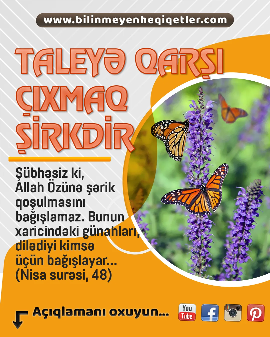 Şirk Allahın heç bəyənmədiyi, əsla bağışlamayacağı ən böyük günahdır