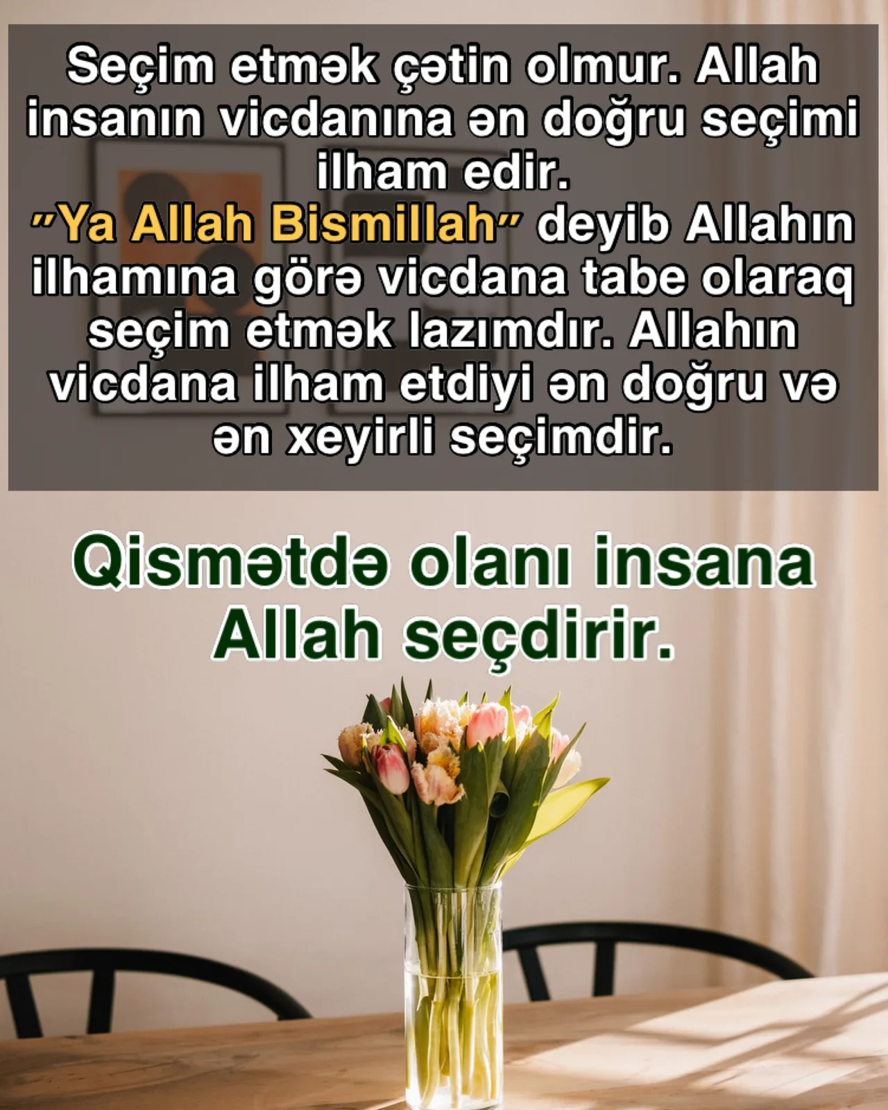 Taleyə iman insanı rahatlandırır