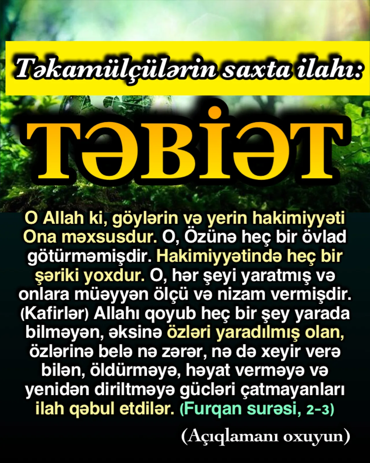 Təkamülçülər təbiətdə üstün yaradılış olduğu həqiqətini qəbul etməkdən qaçmaqla yanaşı