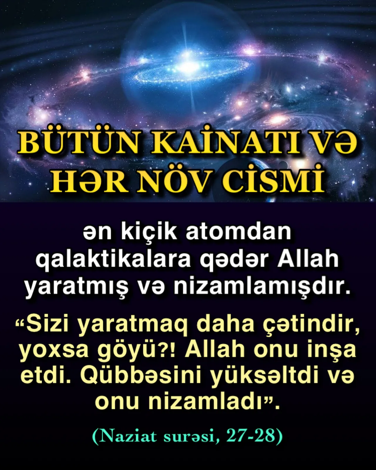 Yaradılış dəlilləri Allahı tanıdır