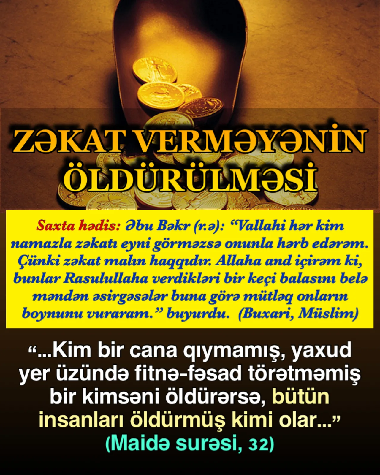 Zəkat Quranda xəbər verilən bir ibadətdir